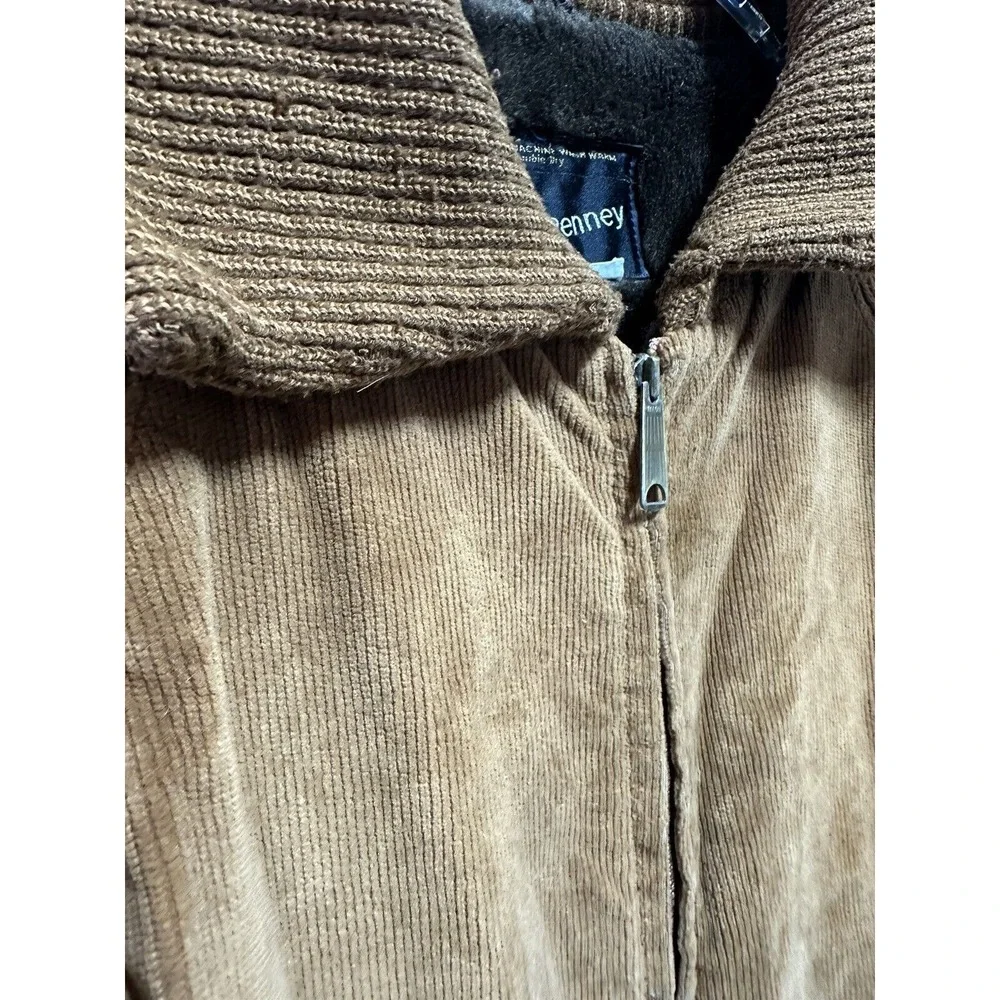 Vintage 70s Corduroy Fleece Lined Jacket JC PENNY Talon Zipper‎